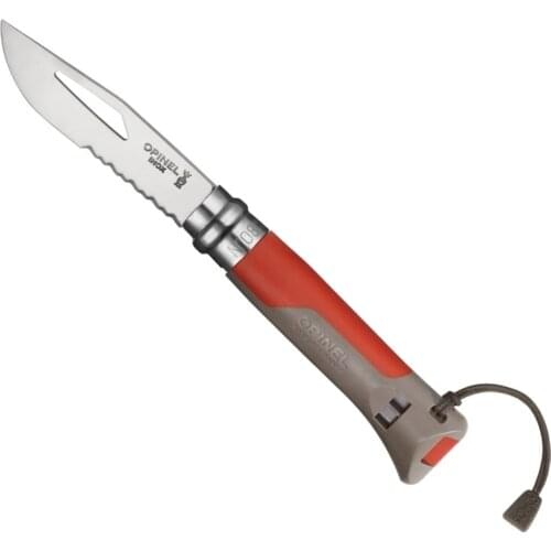 Opinel No 8 Outdoor (Red) Stainless Steel Folding Pocket Knife with Polymer Handle Camping Hiking Trekking Outdoor Hunting