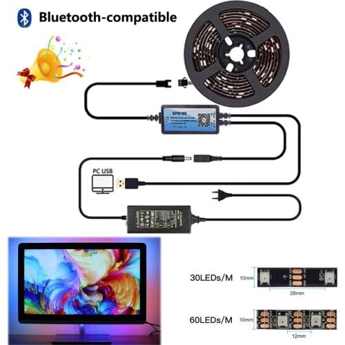 DC5V WS2812B LED Strip Light PC Dream Screen WS2812 USB Computer Monitor Backlight SP616E Bluetooth-compatible Music Control Set