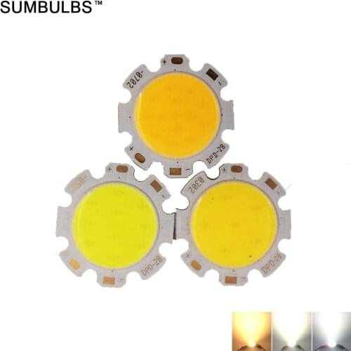 10PCS 28MM Round 3W 5W 7W 10W 12W LED COB Chip On Board Light Source for LED Spotlight Down Lamp Ceiling Bulb Warm Cold White
