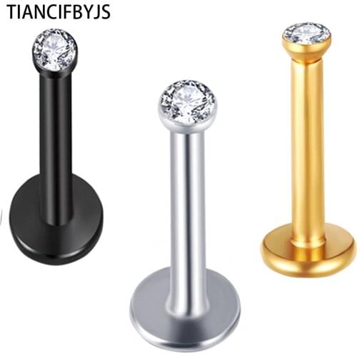 TICNCIFBYJS Internally Thread Stainless Steel Labret Rings 16G Ear Piercing Bar Lip Ring Fashion Body Jewelry 100pcs Mix Colors