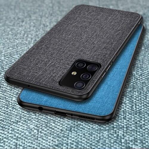 Cloth Fabric Texture Case For Samsung A51 A71 A52 A72 22 S21 S20 FE Note20 Ultra Plus Retro Classic Color Leather Hybrid PC Case