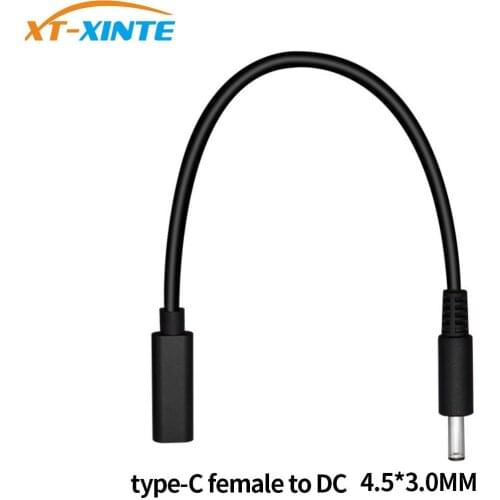 USB 3.1 Type C PD Power Adapter Converter DC Plug 4.5*3.0 0.6mm Pin Male Jack Connector for Dell HP Laptops Charging Cable 15cm