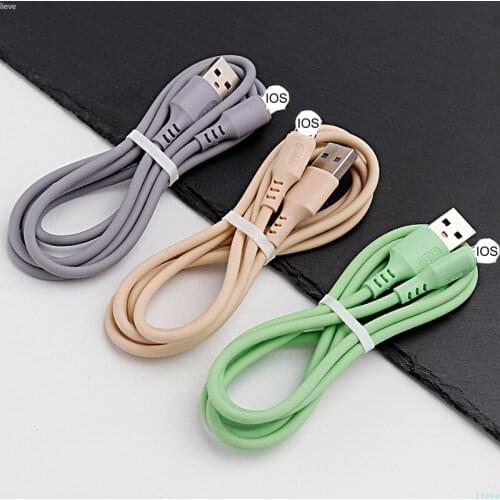 USB Cable For iPhone 12 11 Pro Max X XR XS 8 7 6 6s Fast Data Charging Charger USB Wire Cord Liquid Silicone Cable 0.25/1.2/1.8M