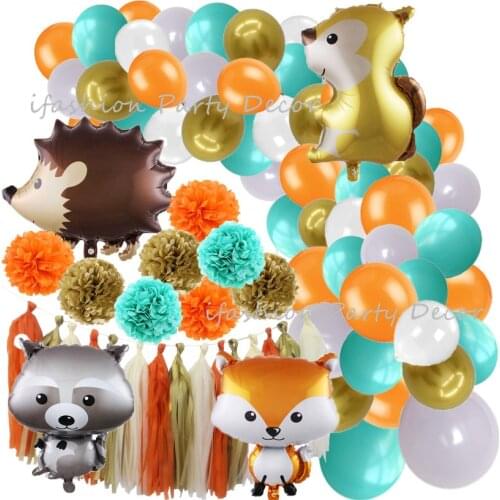 Woodland Creatures Party Balloons Hedgehog Fox Helium Animal Balloons Set Birthday Jungle Party Kids Baby Shower Decorations Toy