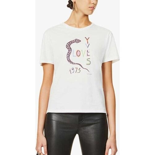 Women Summer SL Letter Print Cotton T-shirt Female Brand High Quality O-Neck Short Sleeve Top Lovers Tee Men Plus Size Tshirt Y6