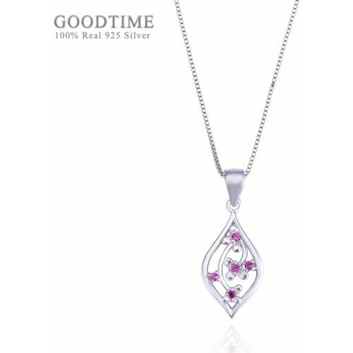 Fashion Women Pure 925 Sterling Silver Necklaces Clavicle Rose Gold Color Rhombus Zircon Pendant Necklaces Jewelry Accessory