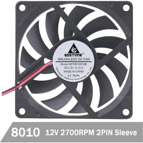 100Pcs Gdstime 80mm 80mm x 80mm x 10mm DC 12V Brushless Computer Cooling Cooler Fan PC Laptop Cooling Fans Industry Axial Fan