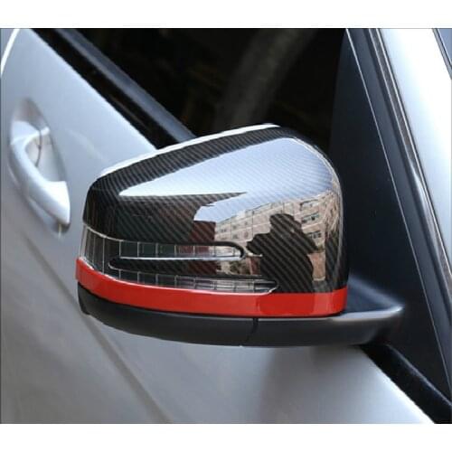 2pcs Carbon Fiber Side Rearview Mirror Cap Cover Trim for Mercedes Benz A B C E GLA Class W204 W212 ABS Plastic Car Accessories