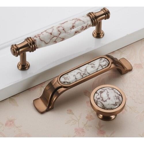 3.8"Zinc alloy kitchen bedside cupboard handles Bookcase ceramic hardware handles Drawer cabinet knobs Wardrobe pull handle 96mm