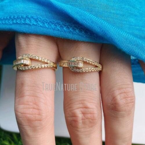 5Pcs RM40074 Cubic Zirconia Copper Jewelry Ring Gold Plated Geometric Colors Clear Gold Plated Cubic Zirconia Ring