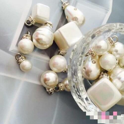 10pcs Handmade White Pendant Buttons Pearl Buttons For Clothing Sewing Decor Accessories Women Clothes Scrapbooking Diy Material