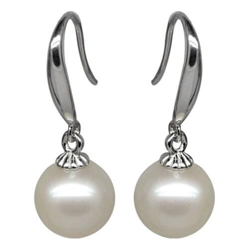 Noble women gift Jewelry Clasp Natural Lovely charming white 7.5-11mm AAAA TOP rating pearl earrings 925s jewelry