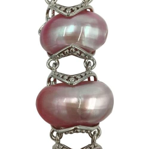 Free Shipping Fashion Jewelry Pink Mother of pearl Shell Oval Bracelet 7~9" FG8903