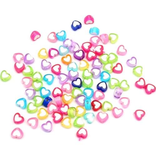 50Pcs Mixed Heart Acrylic Double Beads 8X8mm For Jewellery Marking Loose Spacer Beads Bracelet Necklace Charm Jewelry Finding