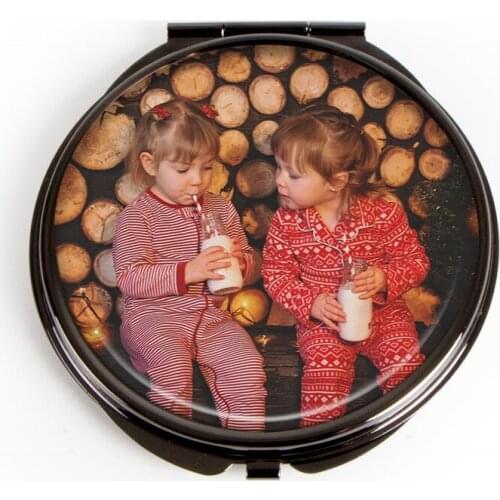 Custom logo Black Round Mirror Decorative Compact Mirror 10/Lot#18122-5