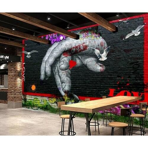 CJSIR Custom Wallpaper European and American Style Graffiti Brick Wall TV Background Wall Home Decoration Mural 3d Wallpaper