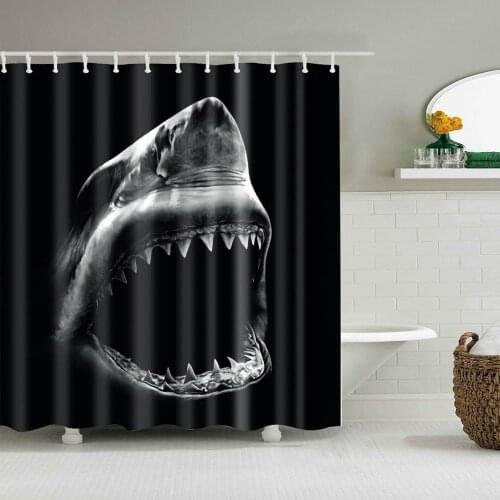 Dafield Shark Shower Curtain Swimming Sea Animal Dangerous Predator Marine Wild Jaws Tusk Bathroom With Hooks