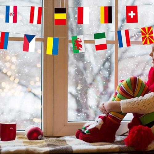 European Football Cup Championship Bunting 24 Flags Participating Teams Flags For Garden Bar Restaurant & Party Decor 14x21cm