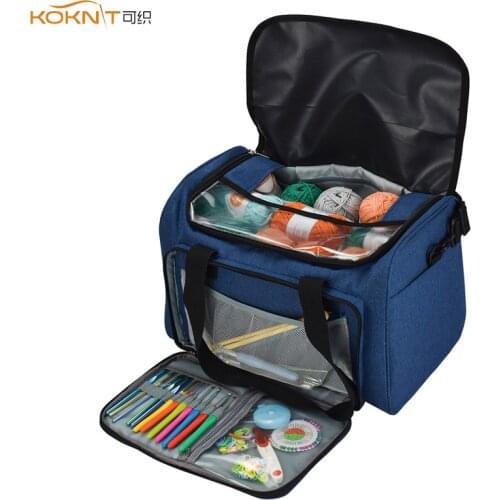 KOKNIT Empty Yarn Storage Bag Household Portable Tote Storage Case For Crochet Hooks and Knitting Needles Yarn Balls Holder Bag