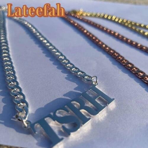 Gold Color 5.0mm Cuban Chain Custom Name Necklaces Pendants Handmade Jewelry Stainless Steel Women Men Nameplate Charm Necklace