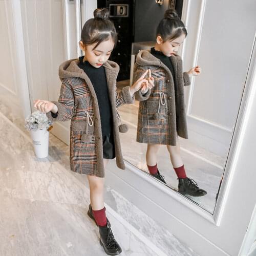 Fashion Girls Warm Jackets for Winter Plaid Hooded Coat Parkas Outerwear Children Thick Overcoat Teen Girl Fall Clothes 3 - 13 Y