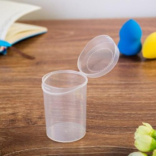 2pcs Small Round Empty Plastic Storage Box Makeup Sponge Puff Holder Stand Container Portable Travel Clear Storage Organizer