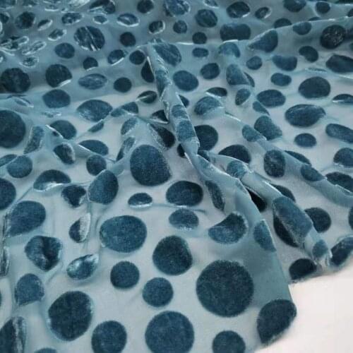 Velvet Flocked Dot DIY Viscose Nylon Fabric 140cm Width Fleeced Burn-out Wedding Dress Material