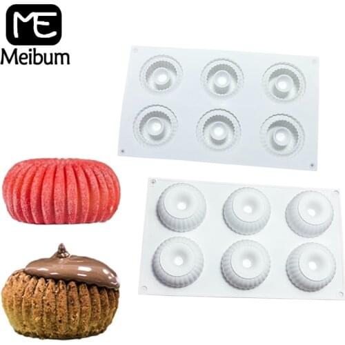 Meibum 6 Cavity Ring Cake Mousse French Dessert Silicone Mold DIY Chocolate Pastry Mould Muffin Cake Decorating Bakeware