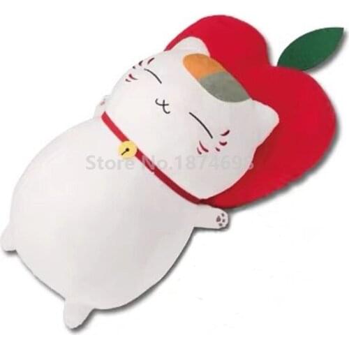 Cute Anime Natsumes Book of Friends Natsume Yuujinchou Nyanko Sensei Cat With Apple Big Plush Stuffed Toy Doll Kids Gifts 50cm