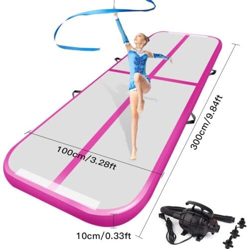 Air Track Tumbling Mat for Gymnastics Inflatable Airtrack Floor Mats with Electric Air Pump for Home Use Cheerleading Training