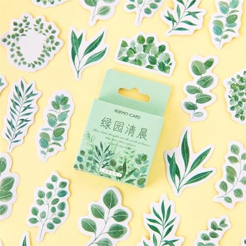 Green Leaves Stickers Plants Decorative Stickers DIY Album Daily Planner Bullet Journal Stickers Scrapbooking Label Stationery
