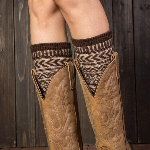 New Wool Leg Sets Knit Boots Set Christmas Jacquard Warm Bohemia L-shaped Socks Leg Warmers 3pair/lot