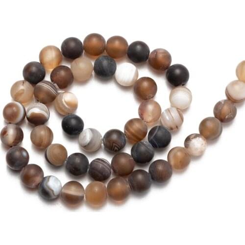 Wholesale Matte Coffee Stripe Agates Beads 4 6 8 10 12mm Brown Sardonyx Natural Stone Beads for Jewelry Necklace Bracelet DIY