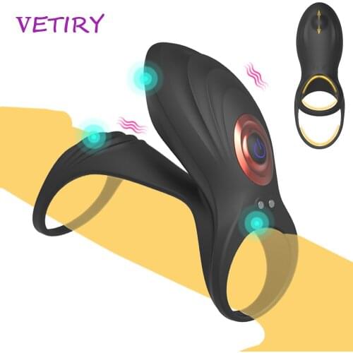 Couples Long Lasting Erection Penis Vibrator With Double Ring Vagina Clitoris Stimulator G Spot Orgasm Massager Adult Sex Toys