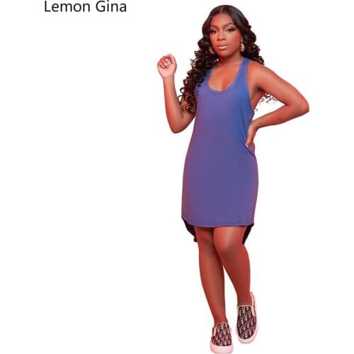 Lemon Gina Casual Fashion Solid Color Slim U Collar Dovetail Dress