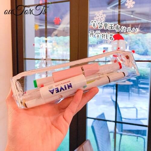 Clear Pencil Case Big Capacity Transparent Pen Pencil Bag PVC Pen Pencil Zipper Pouches Back To School Korean Pouch