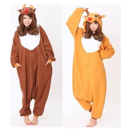 CosAnimal Reindeer Kigurumi Christmas Rudolph Deer Jumpsuit Costumes For Adult Women Mens Pajamas Cosplay camouflage Costumes