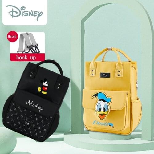 2021 Disney Mickey Baby Backpack Large Capacity Diaper Bag Waterproof Travel Stroller Bag Multifunctional Diaper Bag Free Hook