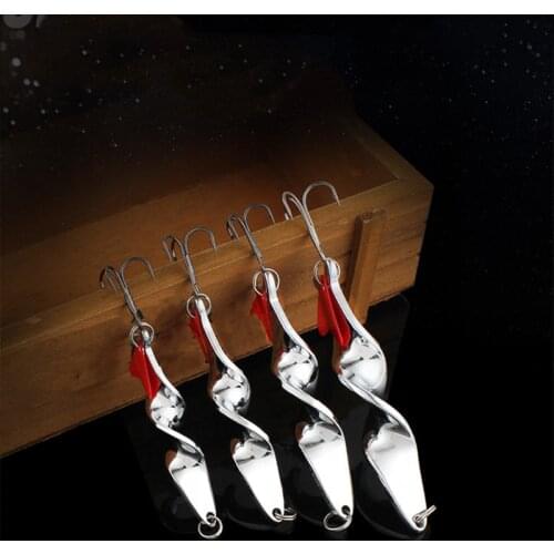 Silver Rotating Metal Spinner Spoon Fishing Lure Bait for Trout Pike Pesca Fish Treble Hook Tackle Fishing Equipment Accessories