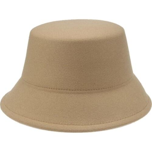 Bucket hats solid black khaki wool cotton women hat felted classic dome wide brim dress wedding church men women panama hat men