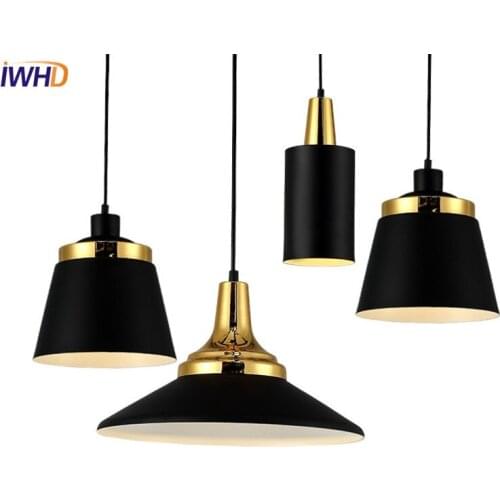 Nordic Simple Modern LED Pendant Light Fixtures Black Iron Aluminum Droplight Round Dining Room HangingLamp Indoor Lighting
