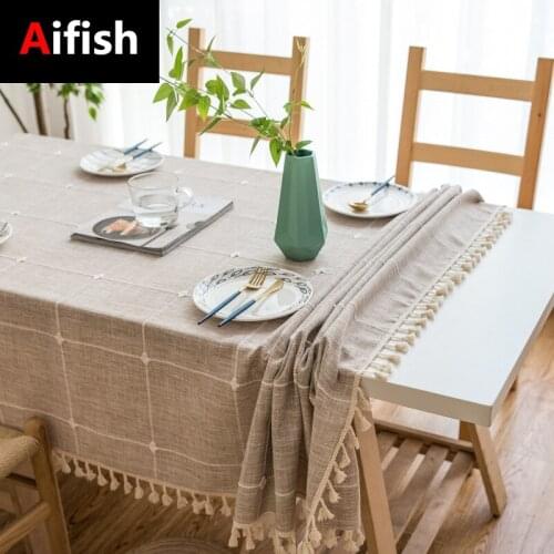 Modern Cotton Linen Lattice Tablecloth Red Green Washable Coffee Dinner Table Cloth For Party Banquet Restaurant Decoration 5