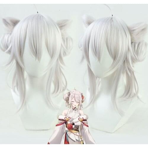 Vtuber Hololive Shishiro Botan Cosplay Heat Resistant Synthetic Silver Hair Wig Hallowen Party+ Free Wig Cap