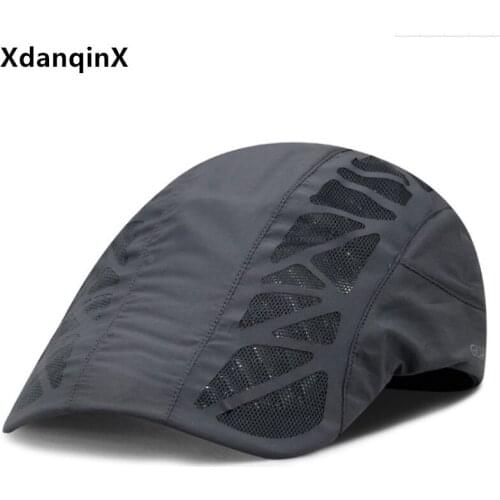 XdanqinX summer mens breathable beret mesh cap adjustable size women casual sports caps UV protection couple hat snapback cap