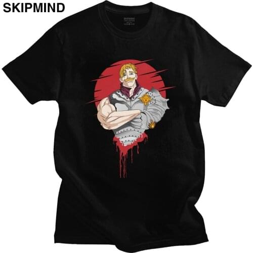 Japan Anime Seven Deadly Sins T-Shirt for Men O-neck Short Sleeve Manga Nanatsu No Taizai Escanor Tee Shirt Soft Cotton Tshirt