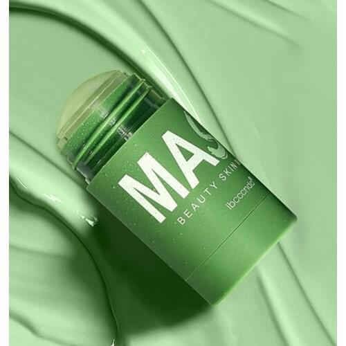 Green Tea Mask Stick Mud Mask Oil Control Acne Clearing Solid Mask Cleansing Mask Blackhead Fine Pores Moisturizing Mask