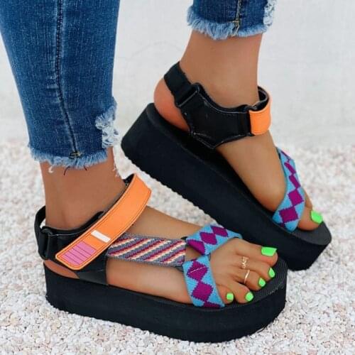 Womens High Heels SandalsThick Bottom Flats Platform Sandals Buckle Casual Female Beach Shoes Fashion Summer Women Roman Sandal