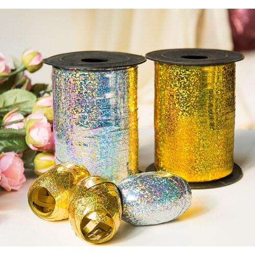 10m/roll Balloons Ribbons Laser Color Golden Drawing Holiday Party Wedding Decorations Supplies Balloon decoration Tie Ropes