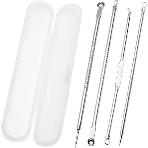 4pcs/Set Acne Removal Needle Stainless Steel Pimple Blackhead Remover Tool Blemish Face Skin Care Beauty Facial Pore Cleaner