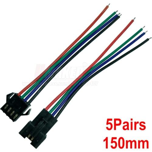 5pairs JST SM 4 Pins/head Male to Female Plug/Wire Quick Connector for RGB LED Strip, 4pin connector